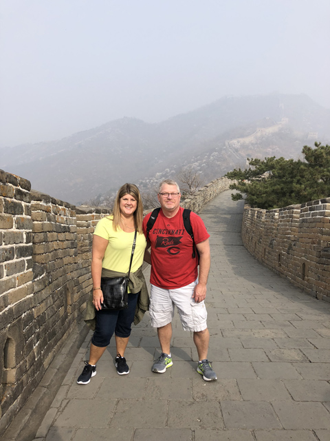 Anita and her husband at The Great Wall