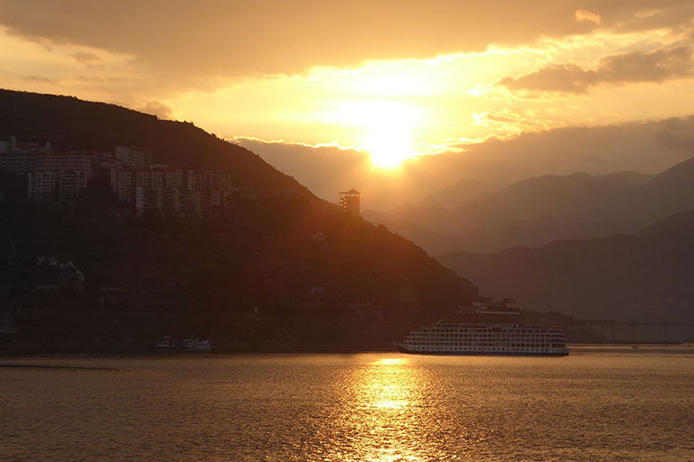 Peaceful Sunset on Yangtze River