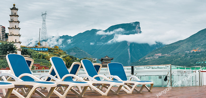 Yangtze River Cruise - Cruise Docking at Fengjie County in the Morning