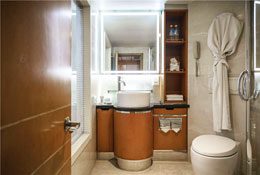 The bathroom of the deluxe cabins