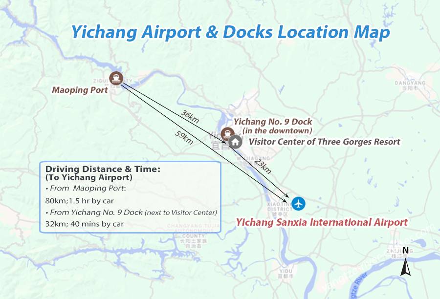 Yichang Airport & Docks Location Yichang Airport & Docks Location