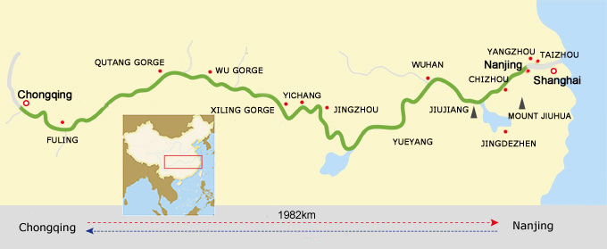Nanjing to Chongqing Cruise Route Map