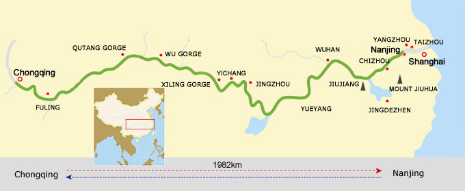 Chongqing to Nanjing Cruise Route Map