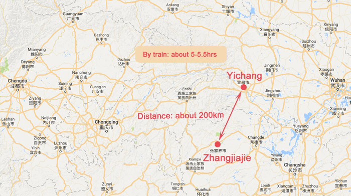 Yichang to Zhangjiajie - Yichang Zhangjiajie Distance Map